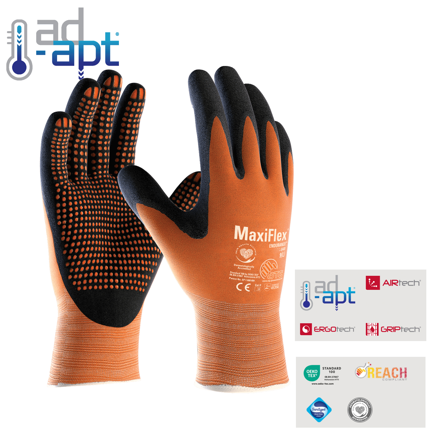 MaxiFlex® Endurance™ 42-848 | Montagehandschuh mit AD-APT Kühlung & Signalorange