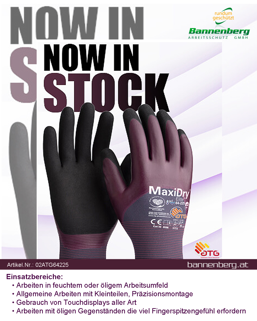 MaxiDry® Elite™ 64-225 Montagehandschuh | Dünn, Öl- & Nassgriff, AD-APT – Bild 2